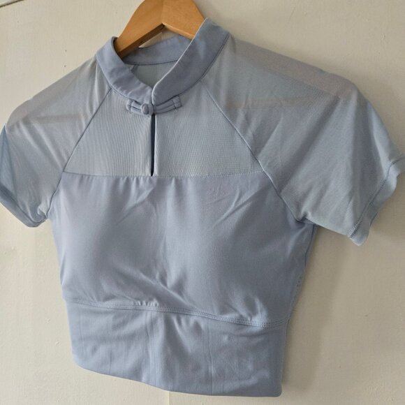 Short Sleeve Mesh Upper Panel Supportive Gym Muscle Tee - Picture 2 of 6